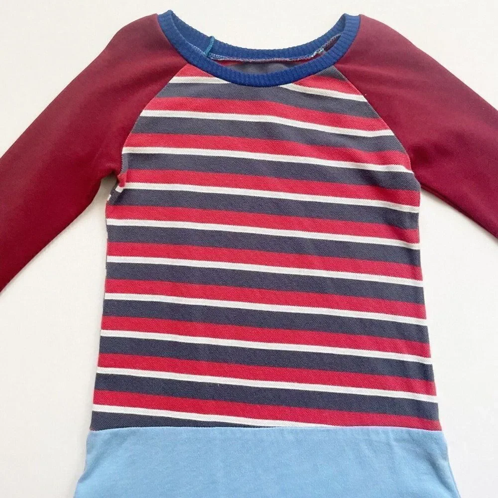CourtneyCourtney Long Sleeve Girls Red Dress Sz 5/6 Twirl Skirt Upcycled Striped